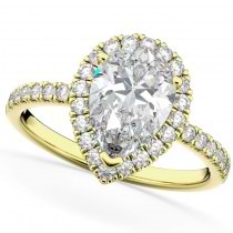 Pear Cut Halo Lab Grown Diamond Engagement Ring 14K Yellow Gold (2.51ct)
