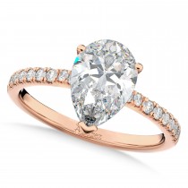 Pear Cut Sidestone Accented Diamond Engagement Ring 14K Rose Gold (2.21ct)