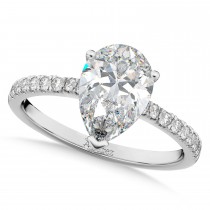 Pear Cut Sidestone Accented Diamond Engagement Ring 14K White Gold (2.21ct)