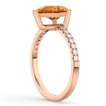 Pear Cut Sidestone Accented Citrine & Diamond Engagement Ring 14K Rose Gold 1.91ct