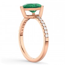 Pear Cut Sidestone Accented Emerald & Diamond Engagement Ring 14K Rose Gold 2.81ct