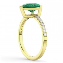 Pear Cut Sidestone Accented Emerald & Diamond Engagement Ring 14K Yellow Gold 2.81ct