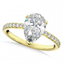 Pear Cut Sidestone Accented Lab Grown Diamond Engagement Ring 14K Yellow Gold (2.21ct)