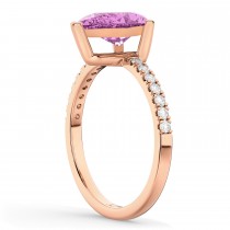Pear Cut Sidestone Accented Pink Sapphire & Diamond Engagement Ring 14K Rose Gold 2.71ct