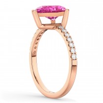 Pear Cut Sidestone Accented Pink Tourmaline & Diamond Engagement Ring 14K Rose Gold 1.61ct