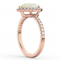 Pear Cut Halo Opal & Diamond Engagement Ring 14K Rose Gold 1.54ct
