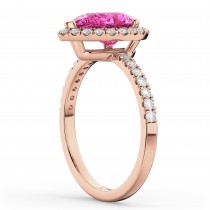 Pear Cut Halo Pink Tourmaline & Diamond Engagement Ring 14K Rose Gold 1.91ct