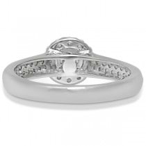 Diamond Halo Engagement Ring with Wedding Band 14K White Gold 0.78ct