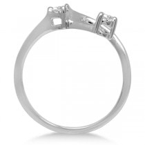 Bypass Diamond Engagement Ring & Band 14K White Gold Bridal Set 1.03ct