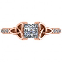 Princess Cut Diamond Celtic Knot Engagement Ring 14K Rose Gold 0.75ct