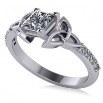 Princess Diamond Celtic Knot Engagement Ring 14K White Gold (0.75ct)
