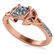 Princess Cut Diamond Celtic Knot Engagement Ring 18k Rose Gold 0.75ct