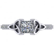 Princess Cut Diamond Celtic Knot Engagement Ring Palladium 0.75ct
