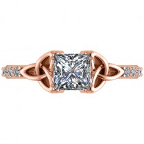 Princess Cut Diamond Celtic Knot Engagement Ring 18k Rose Gold 1.00ct