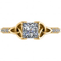 Princess Cut Diamond Celtic Knot Engagement Ring 18k Yellow Gold 1.00ct