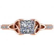 Princess Cut Diamond Celtic Knot Engagement Ring 14K Rose Gold 1.50ct