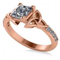 Princess Cut Diamond Celtic Knot Engagement Ring 18k Rose Gold 1.50ct
