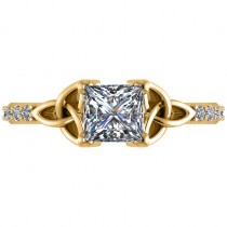 Princess Cut Diamond Celtic Knot Engagement Ring 18k Yellow Gold 1.50ct
