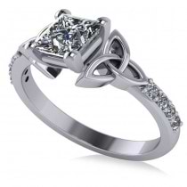 Princess Cut Diamond Celtic Knot Engagement Ring  Palladium 1.50ct