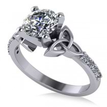 Round Diamond Celtic Knot Engagement Ring 18k White Gold 1.50ct