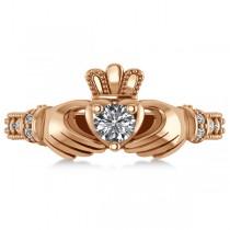 Diamond Claddagh Engagement Ring in 14k Rose Gold (0.42ct)