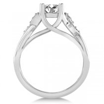 Diamond Accented Tree Engagement Ring in 14k White Gold (1.08ct)