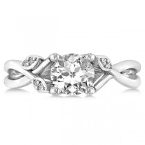 Diamond Accented Tree Engagement Ring in 14k White Gold (1.08ct)