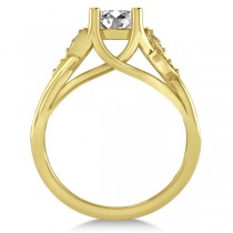Diamond Accented Tree Engagement Ring in 14k Yellow Gold (1.08ct)