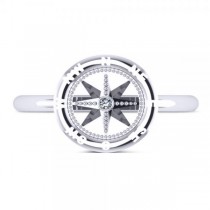 Diamond Accented Compass Fashion Ring in 14k White Gold (0.01ct)