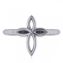 Irish Celtic Knot Cross Fashion Ring Plain Metal 14k White Gold