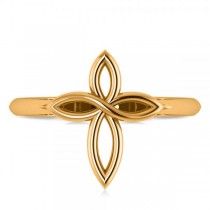 Irish Celtic Knot Cross Fashion Ring Plain Metal 14k Yellow Gold
