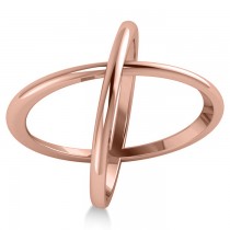 X Ring Unique Crisscross Fashion Ring Plain in 14k Rose Gold