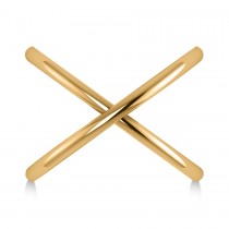 X Ring Unique Crisscross Fashion Ring Plain in 14k Yellow Gold