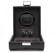 WOLF Heritage Men's Single Watch Winder Faux Leather w/ Glass Cover Home or Travel