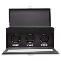 WOLF Heritage Men's Triple Watch Winder w/ Storage Glass Cover Removable Travel Case