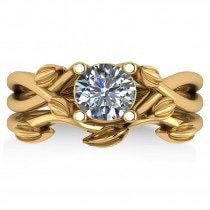 Diamond Vine Leaf Engagement Ring Bridal Set 14k Yellow Gold (1.00ct)
