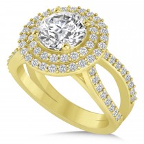 Double Halo Diamond Engagement Ring 14k Yellow Gold (2.27ct)