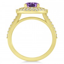 Double Halo Amethyst Engagement Ring 14k Yellow Gold (2.27ct)