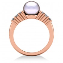 Pearl & Diamond Accented Engagement Ring 14k Rose Gold 8mm (0.30ct)