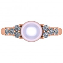 Pearl & Diamond Accented Engagement Ring 14k Rose Gold 8mm (0.40ct)