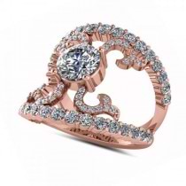 Diamond Accented Abstract Design Ring in 14k Rose Gold (1.20ct)