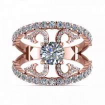Diamond Accented Abstract Design Ring in 14k Rose Gold (1.20ct)