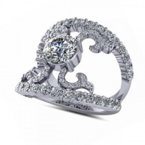 Diamond Accented Abstract Design Ring in 14k White Gold (1.20ct)