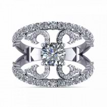 Diamond Accented Abstract Design Ring in 14k White Gold (1.20ct)