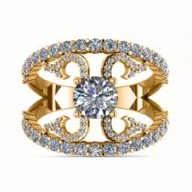 Diamond Accented Abstract Design Ring in 14k Yellow Gold (1.20ct)