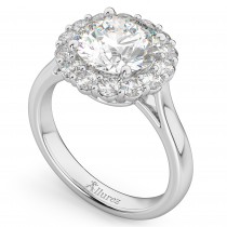 Round Halo Diamond Engagement Ring 14K White Gold (3.20ct)