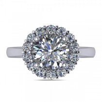 Diamond Accented Halo Engagement Ring in 18k White Gold (3.20ct)