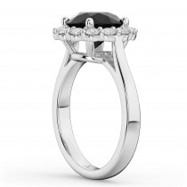 Round Black Diamond & Diamond Engagement Ring 14K White Gold (3.20ct)