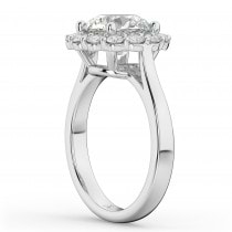 Halo Round Moissanite & Diamond Engagement Ring 14K White Gold 2.78ct