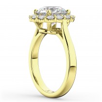 Halo Round Moissanite & Diamond Engagement Ring 14K Yellow Gold 2.78ct